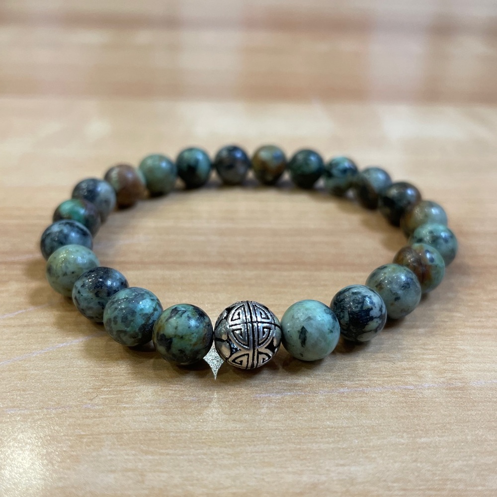 Men & Women African Turquoise (semi-precious stone) Bracelet w/ Sterling Silver